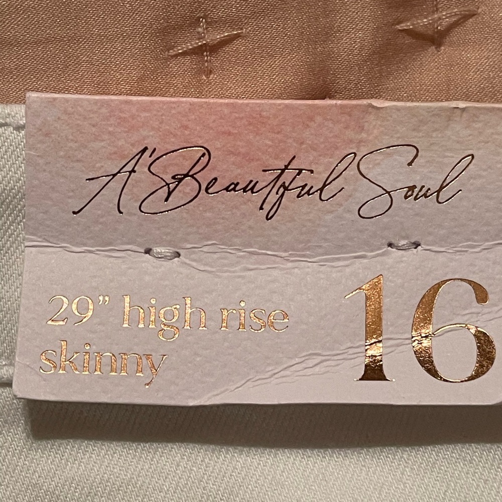 A Beautiful Soul NWT White Distressed Skinny Jean Size 16 - Picture 5 of 8